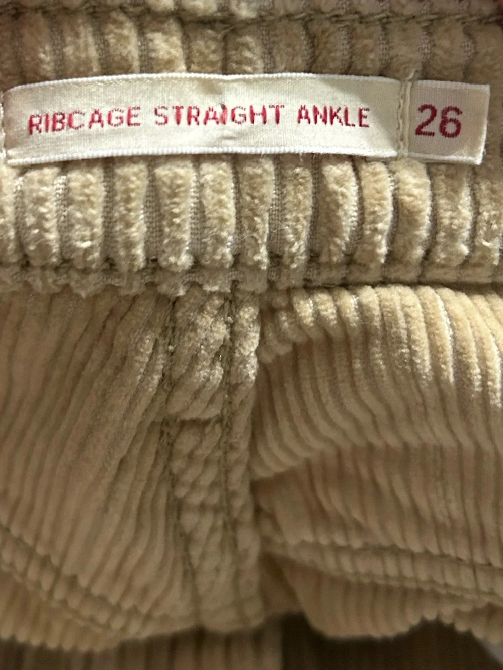 Levi's Corduroy Ribcage Straight Ankle Pants Size 26